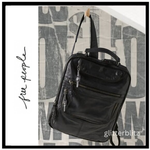 Free People East End Leather Backpack in True Black - FACTORY SEALED - Picture 1 of 15